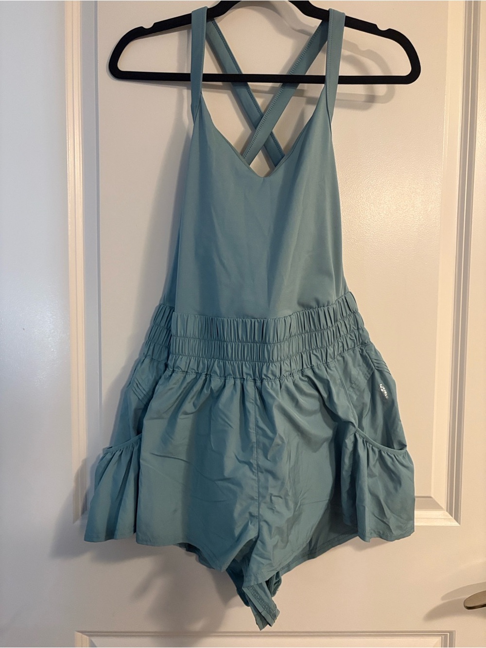 FP Movement by Free People Seafoam Blue Crossback Romper